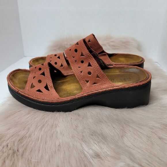 Naot Brown Filigree Slide Wedge Platform Strap Sandals Women’s 7.5 - Picture 3 of 9